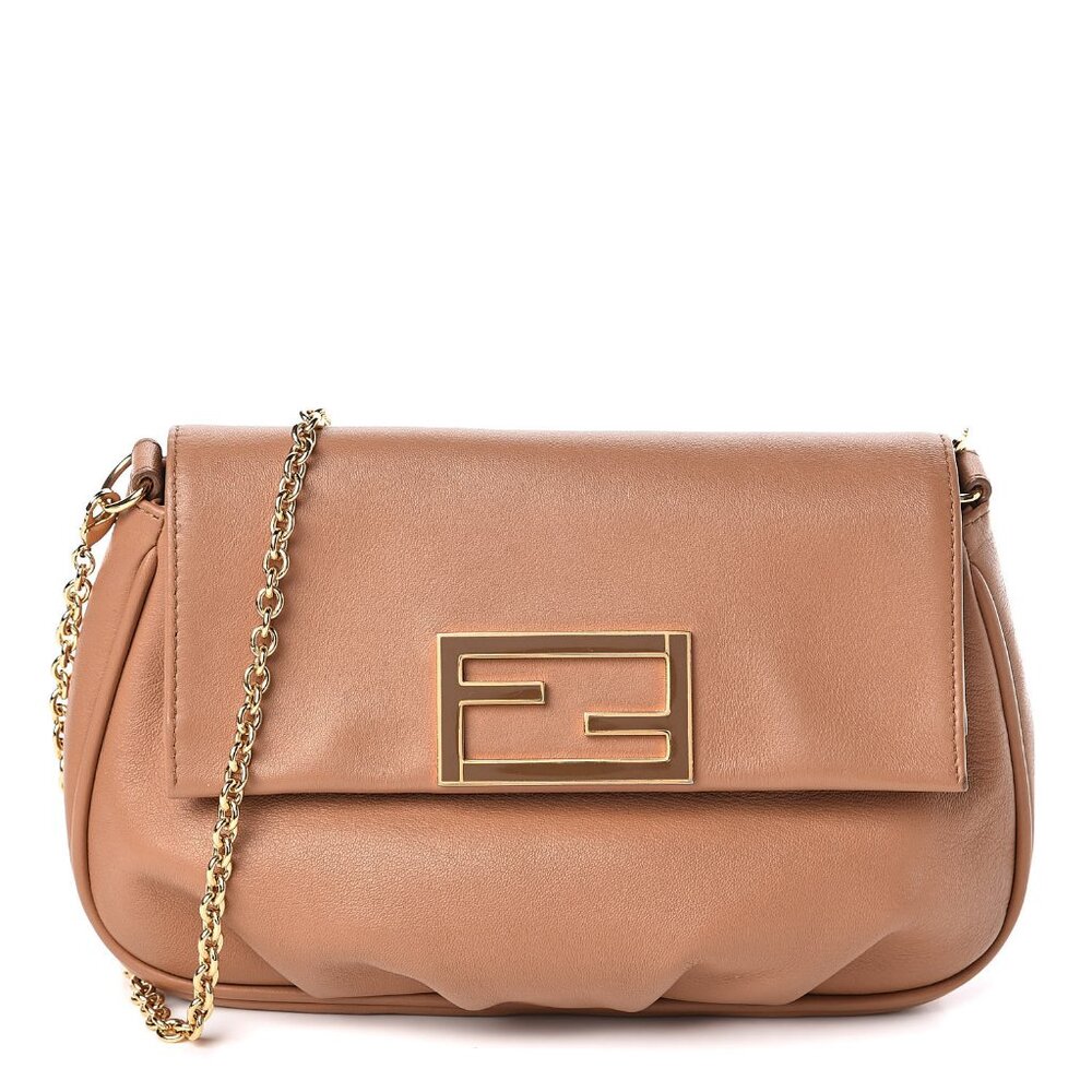 NEW 100% Authentic FENDI Vitello Flamingo Fendista Pouchette Crossbody Bag